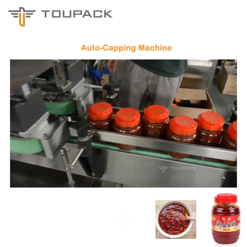เครื่องบรรจุซอส PLC เครื่องบรรจุซอสถั่วกว้างหนาระบบบรรจุของเหลว 4 หัว