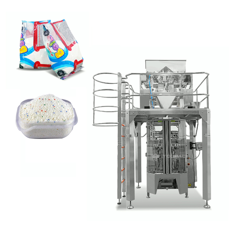 เครื่องชั่งถุงแนวตั้งอัตโนมัติ 4 หัว 10L เครื่องชั่งเชิงเส้น 4 กก. เครื่องบรรจุผงซัก