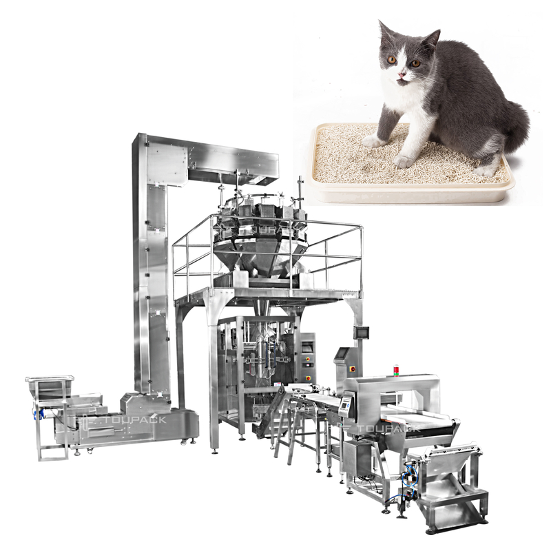 อัตโนมัติ 4KG 10KG 18KG Granule 14 Head Weigher Cat Litter Bag เครื่องบรรจุ