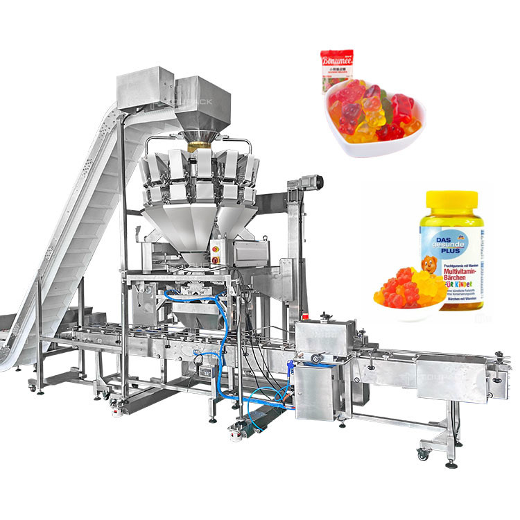 เครื่องบรรจุบรรจุอัตโนมัติสำหรับถุงหมอน Premade Doypack Gummy Bear Candy