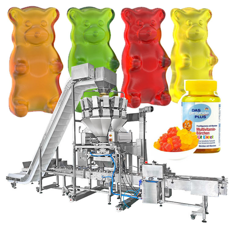 เครื่องบรรจุขวดอัตโนมัติสามารถบรรจุเครื่องบรรจุ Gummy Candy ขนมน้ำหนักอาหารและเครื่องบรรจุภัณฑ์