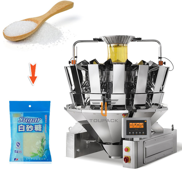 จอสัมผัส 5-200g X 0.5 ความแม่นยํา Multihead Weigher สําหรับเครื่องบรรจุน้ําตาลขาว granulated