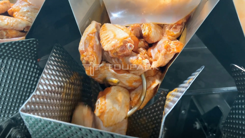 อัตโนมัติสกรูฟีเดอร์ การผสมผสาน น้ําหนัก เติมอาหารติด เนื้อหมัก ปีกไก่ Multihead น้ําหนัก