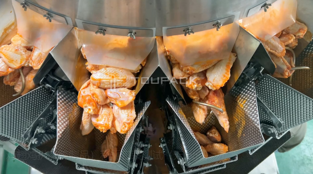 อัตโนมัติสกรูฟีเดอร์ การผสมผสาน น้ําหนัก เติมอาหารติด เนื้อหมัก ปีกไก่ Multihead น้ําหนัก