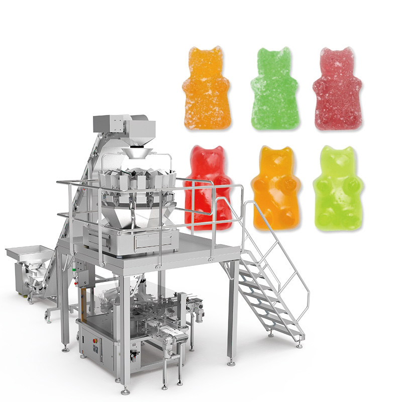 QQ Candy Gummies Cheese Sticky Screw Multihead Weigher เครื่องชั่งขนมอัตโนมัติ เครื่องบรรจุขนมสําหรับกระเป๋าซิป