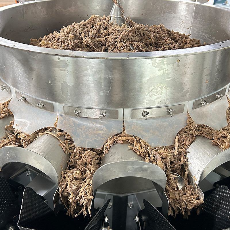 14 Head Multihead Weigher Pet Packing Machine ปลา ลูกสุนัข สุนัขแมว โรงงานชั่งอาหาร 120g 240g 400g 1kg Ziplock Packing Machine