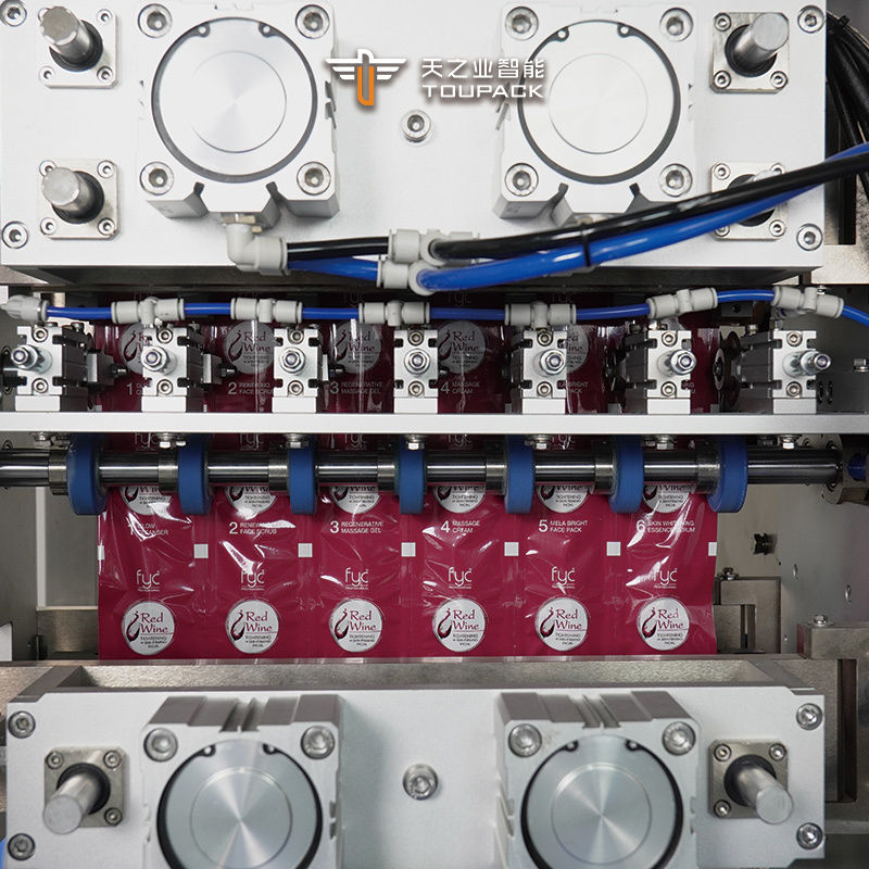 เครื่องบรรจุซองแนวตั้ง 4 ด้าน สำหรับเครื่องดื่มเจลกลูโคสอัตโนมัติ, ของเหลว, รูปทรงไม่สม่ำเสมอ, แบบซอง, เครื่องบรรจุซอสพริก