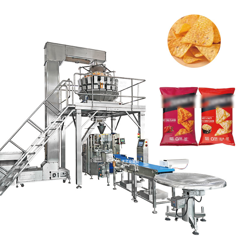 อุตสาหกรรม Multihead Weighers อุปกรณ์บรรจุพ๊อบคอร์น อาหารว่าง น้ําตาล บิสกิต กาแฟ บิสกิต ปิดกระเป๋าพลาสติก