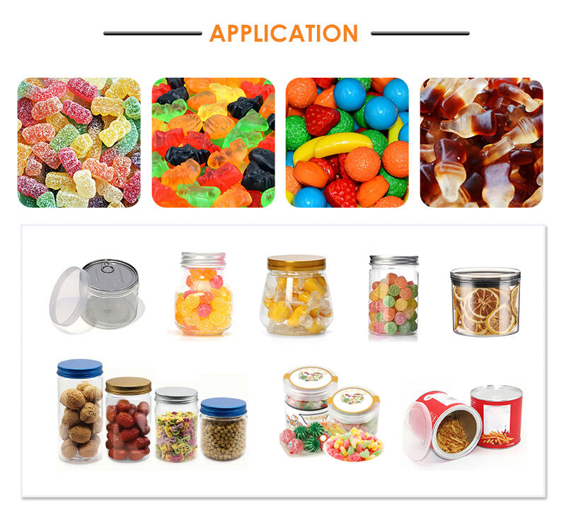 CE โรงงานสามารถปรับปรุงอัตโนมัติชิป Candy เติมและปิดสายการผลิต เครื่องบรรจุอาหารว่างสําหรับกระปุก / กระปุก / กระปุก