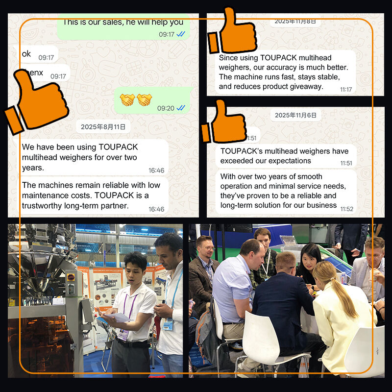 เครื่องบรรจุอาหารสำเร็จรูปพร้อมสกรู, เครื่องชั่งน้ำหนัก, สายการบรรจุถาดพร้อมสกรูป้อน, เครื่องชั่งน้ำหนักแบบหลายหัว