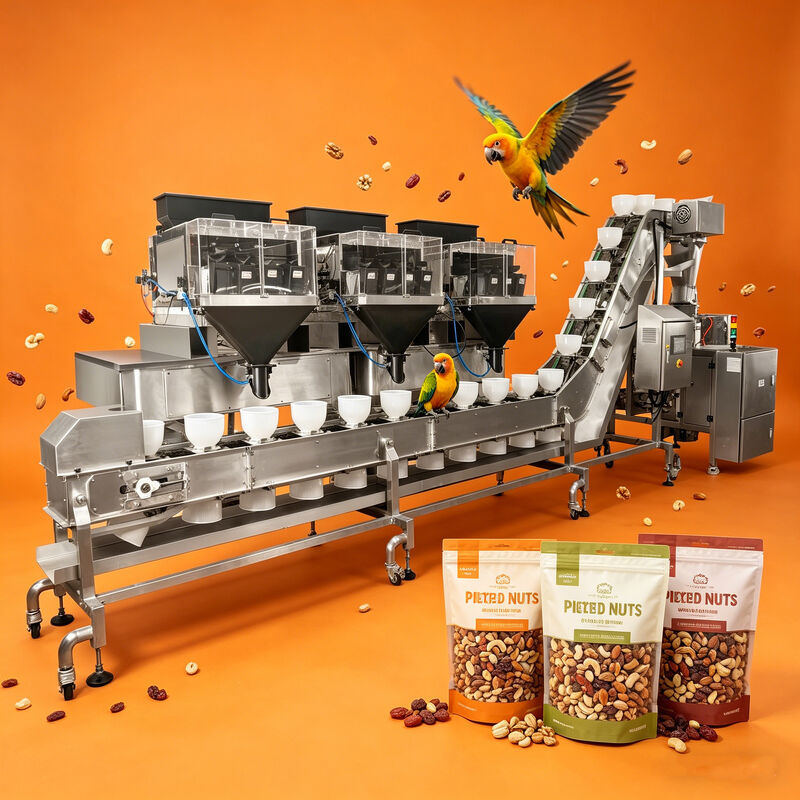 เครื่องชั่งน้ำหนักและบรรจุอาหารสัตว์เลี้ยงความแม่นยำสูงสำหรับสายการผลิตอาหารสุนัขส่วนผสมผสม