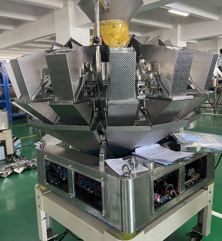 14 Hoppers Multihead Weigher เครื่องบรรจุ 0.8L 1.6L 2.5L สำหรับผลไม้ที่เปราะบาง