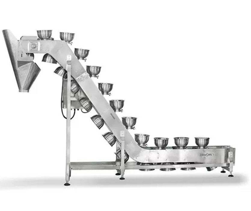 60 WPM เครื่องบรรจุขนมขบเคี้ยวแบบเอียง 3L Bowl Type Filling Conveyor