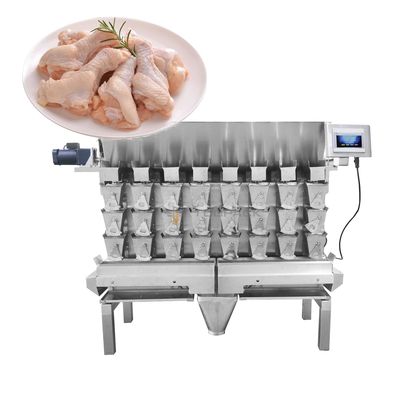 เครื่องบรรจุภัณฑ์ Multihead Weigher แบบรวม 8 หัว 3 ชั้นสำหรับนักเก็ตไก่