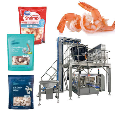 เครื่องจักรบรรจุภัณฑ์ถุง Doypack สำเร็จรูปอัตโนมัติ เครื่องบรรจุไก่ทอดนักเก็ตไก่และอาหารแช่แข็งอื่นๆ
