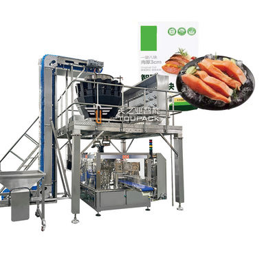 เครื่องบรรจุและแพ็คเกจจิ้งแบบอัตโนมัติสำหรับทำเนื้อไก่และเนื้อวัวอบแห้ง, ถุงซิปสำเร็จรูป, ชั่งน้ำหนัก, บรรจุ, และแพ็คสินค้า, สำหรับอาหารทะเลแช่แข็ง, เครื่องบรรจุถุง Doypack