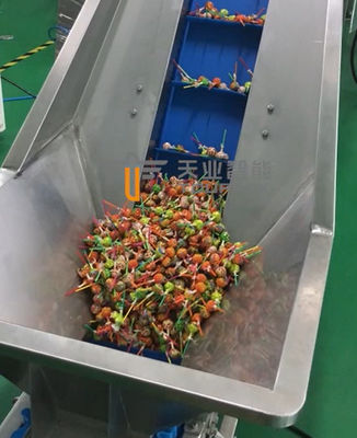 25WPM Slot Conveyor Multihead Weigher เครื่องบรรจุ Lollipop Candy ระบบบรรจุภัณฑ์