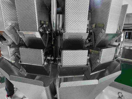 Plain Hoppers SUS304 เครื่องชั่งหลายหัวอัตโนมัติสำหรับลูกเกดลูกเกดบิสกิต